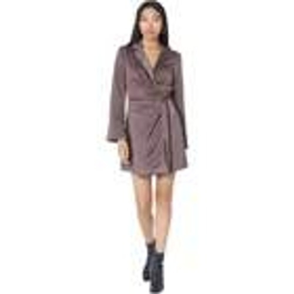 NEW Mango MNG Satin Wrap Mini Emily Shirt Dress SZ 3XL US 18 PLUM Mauve